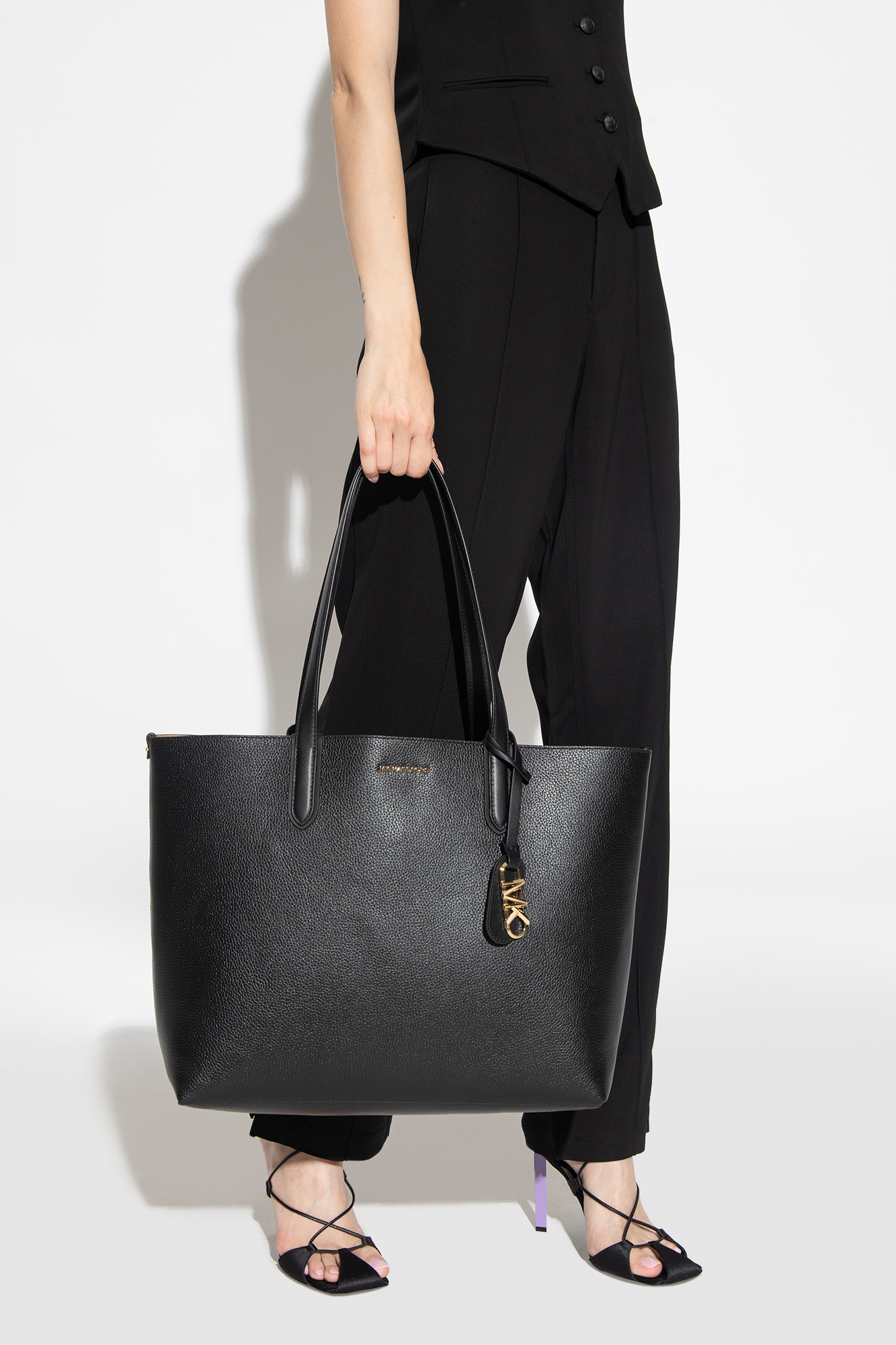 Michael kors black clearance shopper bag